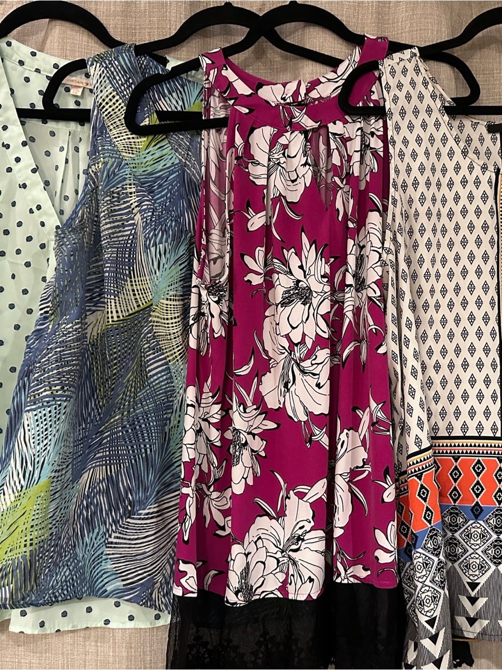 Mixed Print Summer tank Bundle - Floral, Polka Dot, Geometric XL